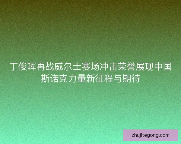 丁俊晖再战威尔士赛场冲击荣誉展现中国斯诺克力量新征程与期待